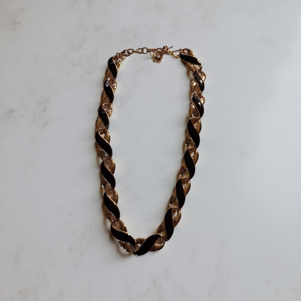 Source Unknown Black and Gold Braided Necklace